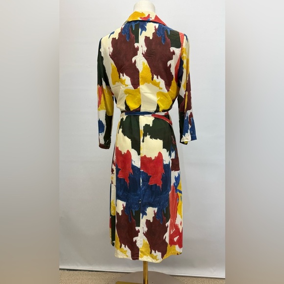 WRAY Multi color 100% Silk Expressionist wrap Dress size XS - Picture 8 of 15